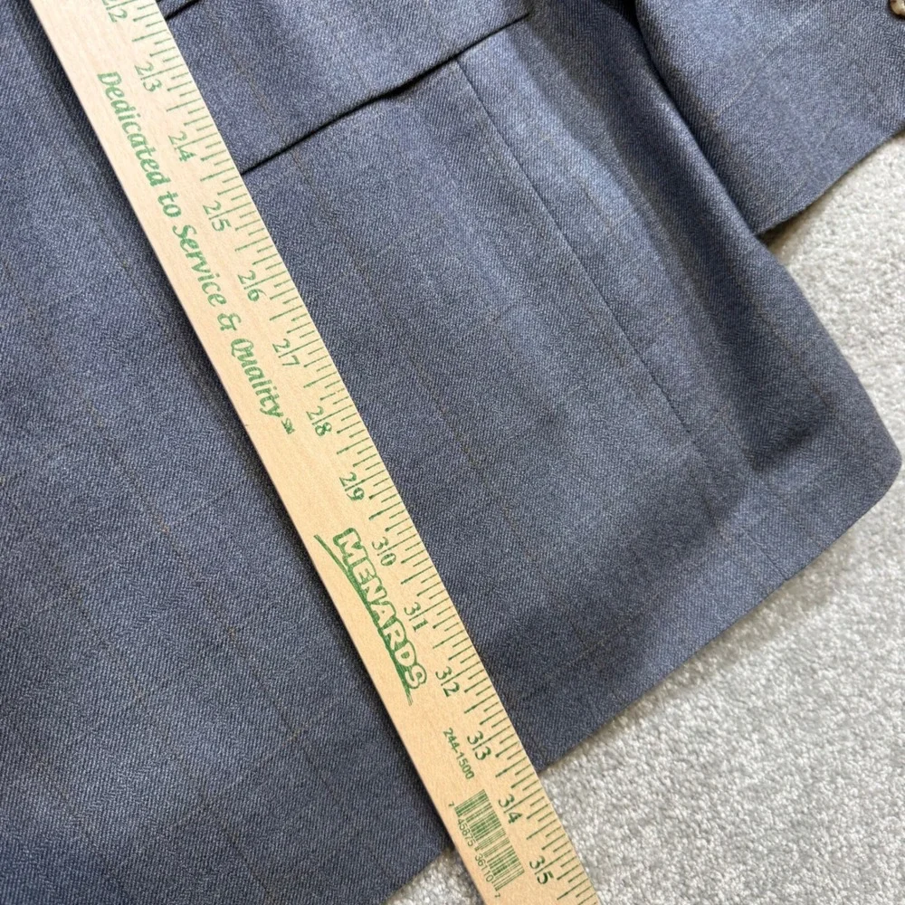 Oscar de la Renta Blue Silk Wool Windowpane Blazer 48L Linea 1 Sport Coat Preppy